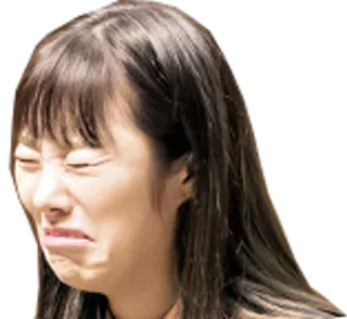 😭 jijik, meringis, tidak senang, wanita asia, emosional, ekspresi, emosi negatif, wajah telegram sticker