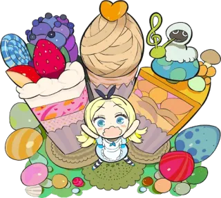 🍰 Alice Alice in Wonderland 爱丽丝梦游仙境, 甜点, 甜品, 卡哇伊, 动漫, 漫画, 可爱, 奇幻 whatsapp sticker