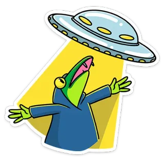 🛸 Alien, UFO, Frosch, Cartoon, Aufkleber, Entführung telegram sticker