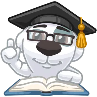 🎓 chien, éducation, livre, diplôme, lunettes, intelligent, apprentissage telegram sticker