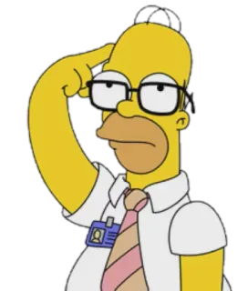 🤓 Homer Simpson The Simpsons Homer, Simpson, smart, glasses, thinking, cartoon, funny, animated telegram sticker