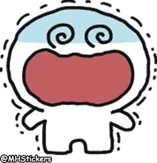 😨 @MHSTICKERS sticker, cartoon, personage, mond, schreeuwend, wit whatsapp sticker