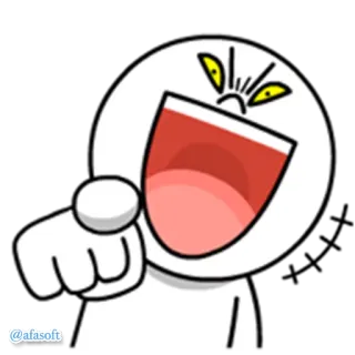 😆 @afasoft การ์ตูน, โกรธ, ชี้, ตัวละคร, สีขาว, หน้า, ตะโกน, อิโมจิ, มีม telegram sticker