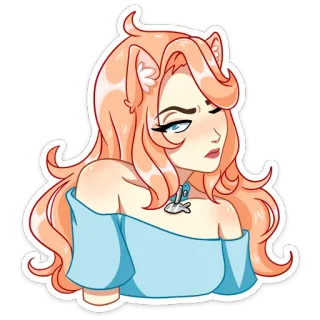 😂 Anime, Frau, Katzenmädchen, Porträt, Süß, Sticker, Mädchen telegram sticker