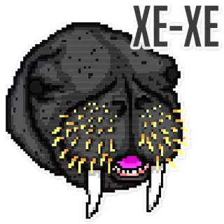 😁 XE-XE walrus, pixel art, dier, zoogdier, slagtand, gepixeld telegram sticker