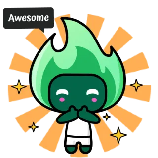 👍 Awesome incrível, fogo, brilhos, fofo, personagem, desenho animado whatsapp sticker