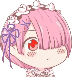 😳 Ram Re:Zero anime, manga, Ram, Re:Zero, cute, kawaii, chibi telegram sticker