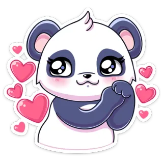 😍 Panda, Lucu, Kawaii, Hati, Binatang, Stiker whatsapp sticker