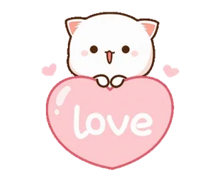 ❤ love carino, gatto, amore, cuore, kawaii, adorabile, sticker telegram sticker