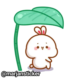 ❤️ @marjansticker кролик, зайчик, милый, каваий, стикер, листок, мультфильм telegram sticker