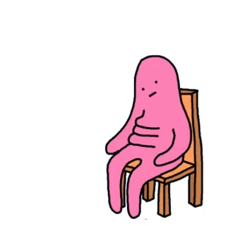 😞 ピンク, キャラクター, 座っている, 椅子, 漫画, ブロブ telegram sticker