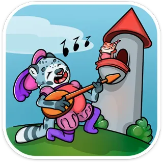🎼 cartoon, animal, guitar, tower, singing, music telegram sticker