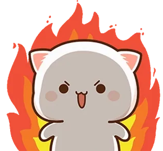 😡 gatto, arrabbiato, fuoco, cartone animato, carino telegram sticker