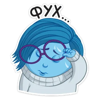 😓 ФУХ... sadness, emotion, sweat, sigh, cartoon, blue, character telegram sticker