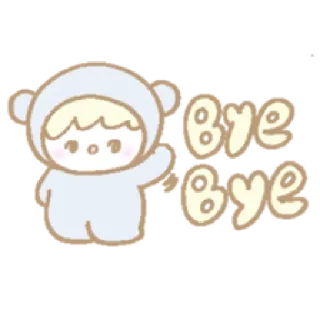 👋 bye bye น่ารัก, ลาก่อน, คาวาอิ, อำลา, เด็ก telegram sticker