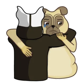 😢 anjing, peluk, sedih, menangis, hiburan, persahabatan, kartun telegram sticker
