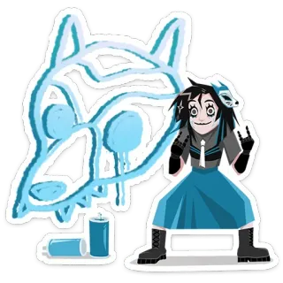 👩‍🎨 sticker, anime, girl, graffiti, wolf, art telegram sticker