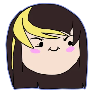 😊 dessin animé, personnage, visage, femme, fille, sourire narquois telegram sticker