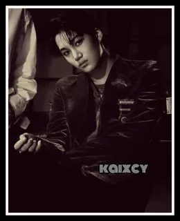 😐 KAIXCY man, person, portrait, jacket, clothing, sitting, model, kpop telegram sticker