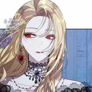 🩸 donna, bionda, occhi rossi, collana, orecchini, pizzo telegram sticker
