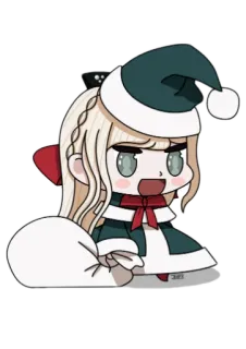 😊 Chibi, Weihnachten, Weihnachtsmütze, süß, Anime-Stil, Winter, Feiertag whatsapp sticker
