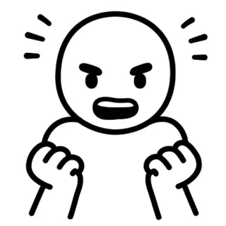 🙁 angry, frustrated, upset, cartoon, simple, stick figure, irritated telegram sticker