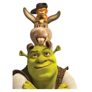 ☺️ Shrek, Donkey, Puss in Boots Shrek мультфильм, фэнтези, комедия, мультик, персонажи, дружба telegram sticker