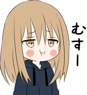 😤 むすー 动漫, 漫画, 可爱, 女孩, 日语, 贴纸 whatsapp sticker
