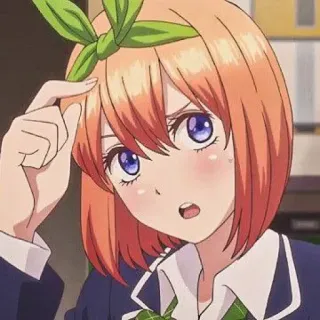 🧩 Yotsuba Nakano The Quintessential Quintuplets Anime, Fille, Yotsuba, Nakano, Ruban, Pensive telegram sticker