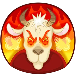 😡 capra, arrabbiato, fuoco, animale, cartone animato, adesivo telegram sticker