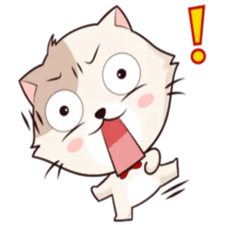 ❗ chat, exclamation, dessin animé, alerte, choqué, mignon telegram sticker