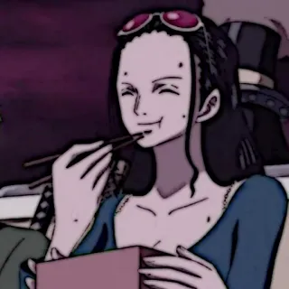 📜 Nico Robin One Piece 妮可罗宾, 海贼王, 动漫, 漫画, 吃, 筷子, 饭盒 telegram sticker