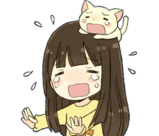 😿 płacz, anime, kot, smutny, kreskówka, łzy telegram sticker
