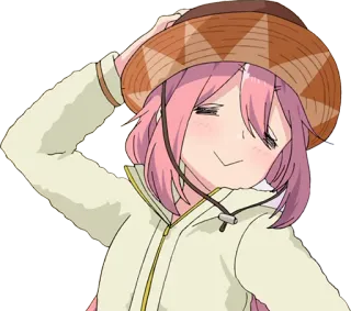 🤠 动漫, 女孩, 帽子, 粉色头发, 微笑 telegram sticker