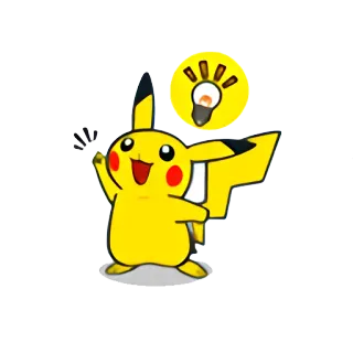 💡 Pikachu Pikachu, Pokémon, desenho animado, lâmpada, ideia, animado whatsapp sticker