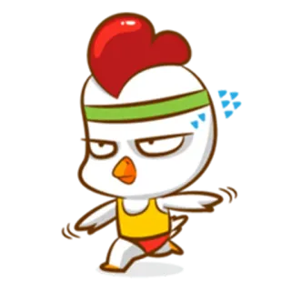 🏃 Cartone animato, Pollo, Correndo, Esercizio fisico, Sudando, Fascia per capelli whatsapp sticker