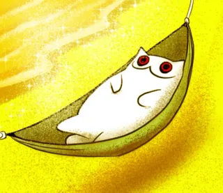 🐱 gato, rede, relaxante, fofo, desenho animado, praia, animal telegram sticker