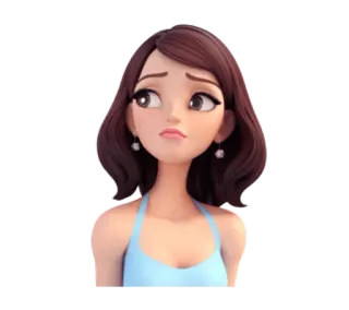 🙄 Dibujo animado, Mujer, Morena, Chica, Personaje, Ilustración telegram sticker