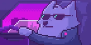 😊 волк, круто, пиксель арт, солнцезащитные очки, вождение telegram sticker