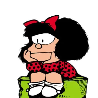😕 Mafalda Cartoon, Mädchen, Comic, Rot, Kind whatsapp sticker