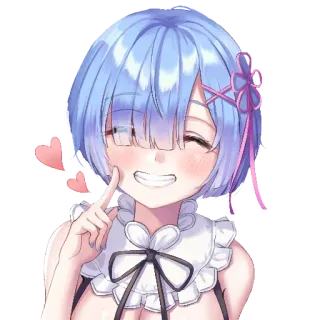 💞 Rem Anime, Niedlich, Mädchen, Charakter, Fanart, Rem, Cartoon telegram sticker