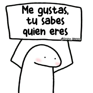 😀 Me gustas, tu sabes quien eres flork, boneco palito, amor, romance, espanhol, texto telegram sticker