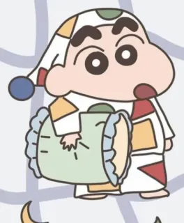 🌃 Shin-chan Crayon Shin-chan การ์ตูน, อนิเมะ, ชุดนอน, หมอน, การนอน, เด็ก telegram sticker