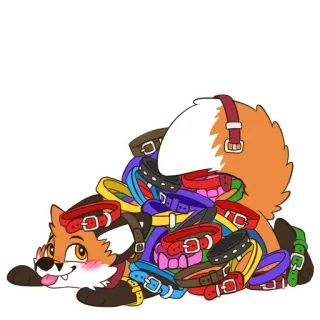 😳 raposa, coleiras para cachorro, língua de fora, fofo, desenho animado whatsapp sticker