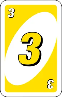 💛 uno, card, yellow, number, game whatsapp sticker