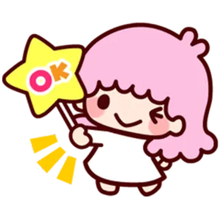 👍 OK cartoon, character, cute, star, OK telegram sticker