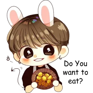 🥗 토끼, 귀여운, 동물, 귀, 만화 telegram sticker
