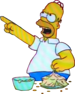 🎪 Homer Simpson The Simpsons Гомер, Симпсон, мультфильм, злой, еда, указывает telegram sticker