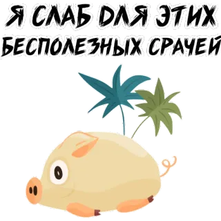 😔 Я СЛАБ ДЛЯ ЭТИХ БЕСПОЛЕЗНЫХ СРАЧЕЙ 돼지, 섬, 야자수, 만화, 동물 whatsapp sticker