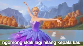 😆 ngomong sekali lagi hilang kepala kau barbie, balet, tari, angsa, animasi, danau, putri telegram sticker